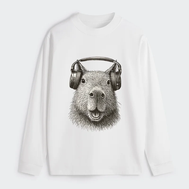 Tokyo-Tiger Capybara Listening To Music Classic Long Sleeve T-Shirt