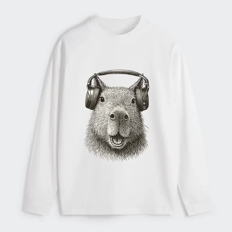 Tokyo-Tiger Capybara Listening To Music Classic Long Sleeve T-Shirt