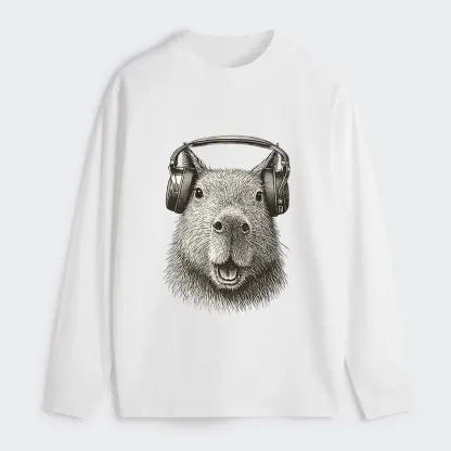 Tokyo-Tiger Capybara Listening To Music Classic Long Sleeve T-Shirt