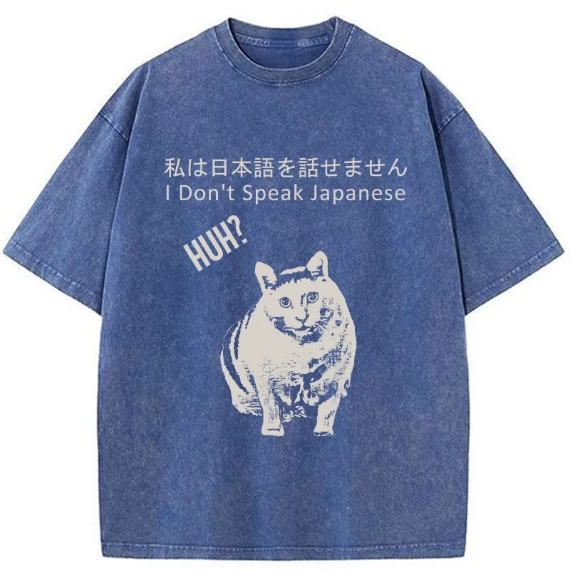Tokyo-Tiger Cat Doesn't Speak Japanese Washed T-Shirt