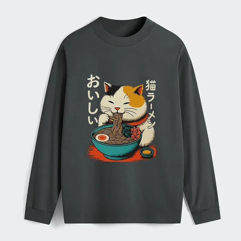 Tokyo-Tiger Cute Eat Eating Japanese Ramen Classic Long Sleeve T-Shirt
