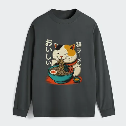 Tokyo-Tiger Cute Eat Eating Japanese Ramen Classic Long Sleeve T-Shirt
