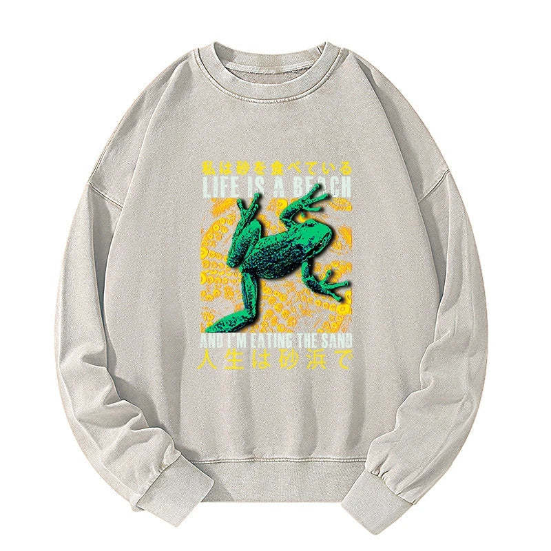 Tokyo-Tiger Life Is A Beach I'M Eating The Sand Washed Sweatshirt