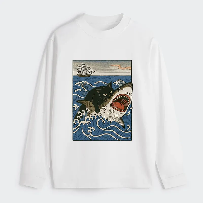 Tokyo-Tiger Cat Hunting Shark Classic Long Sleeve T-Shirt