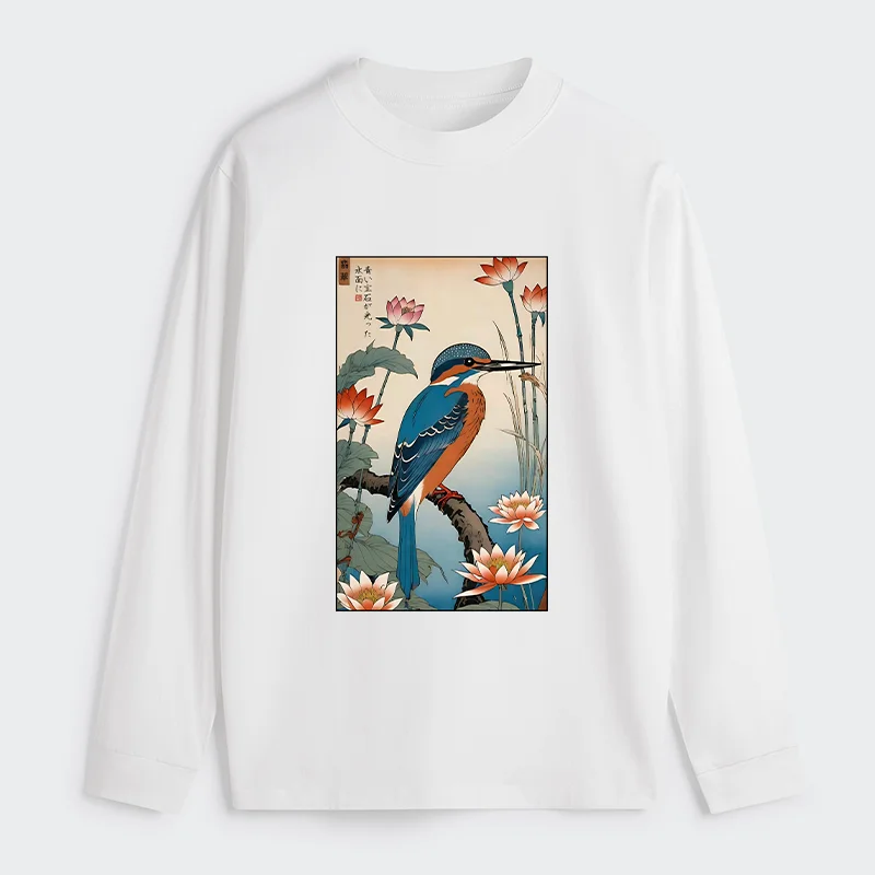 Tokyo-Tiger Ukiyo-e Kingfisher Classic Long Sleeve T-Shirt