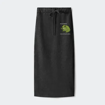 Tokyo-Tiger Stupid Frog Meme Washed Terry Skirt