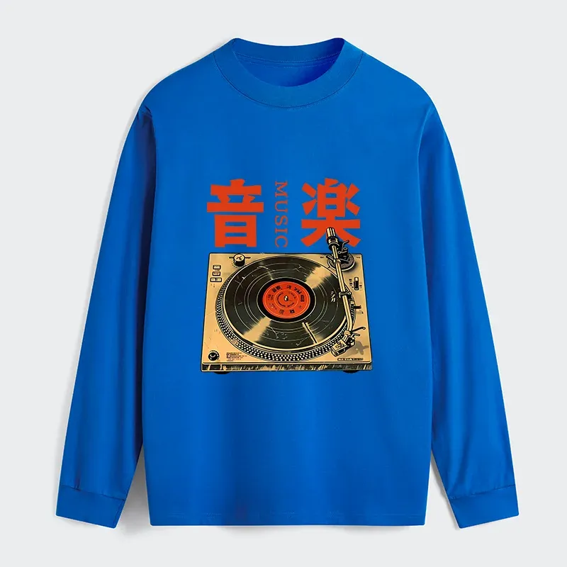 Tokyo-Tiger Retro Music Record Player Classic Long Sleeve T-Shirt