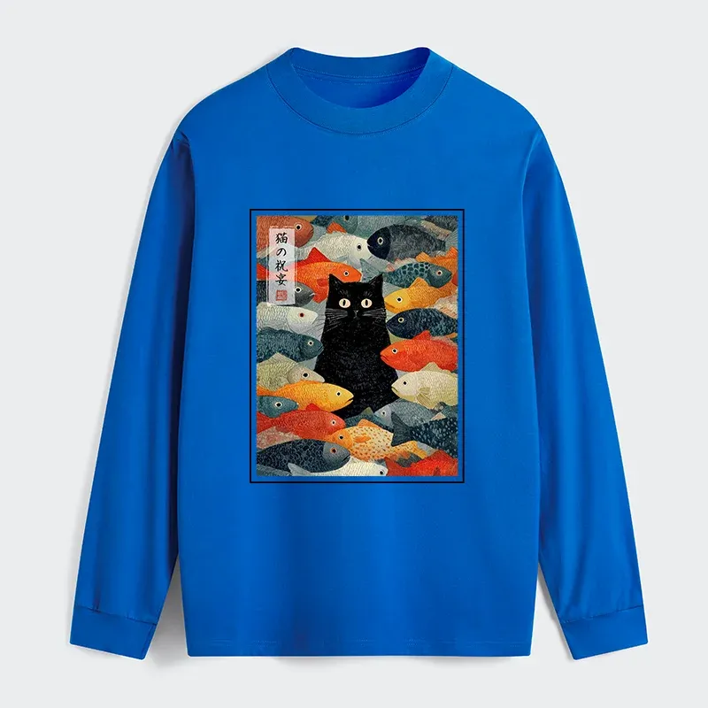 Tokyo-Tiger The Cat's Feast of Fish Classic Long Sleeve T-Shirt