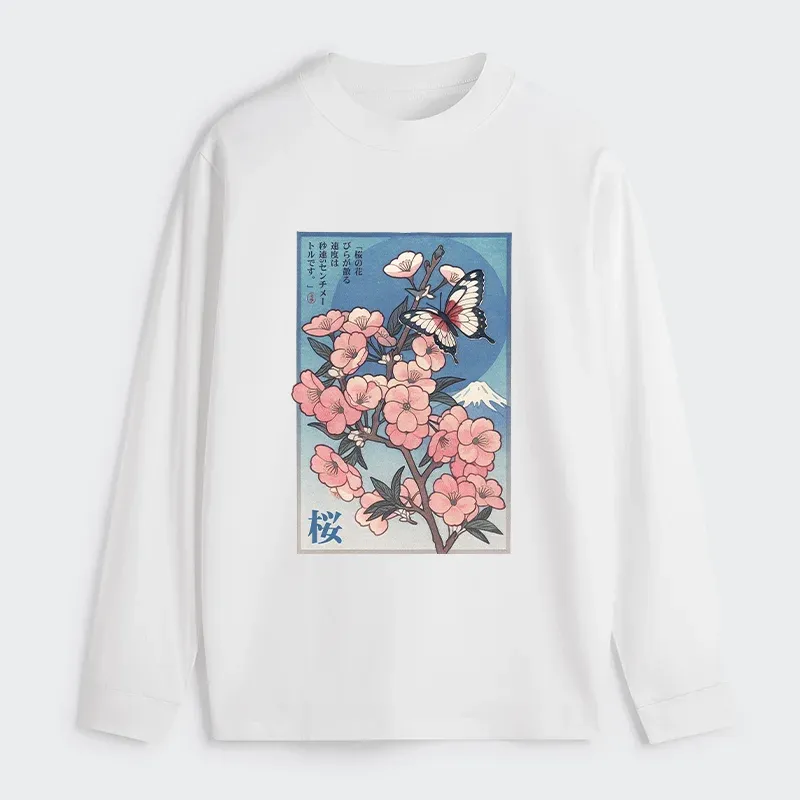 Tokyo-Tiger Ukiyoe Japanese Cherry blossoms Poster Classic Long Sleeve T-Shirt