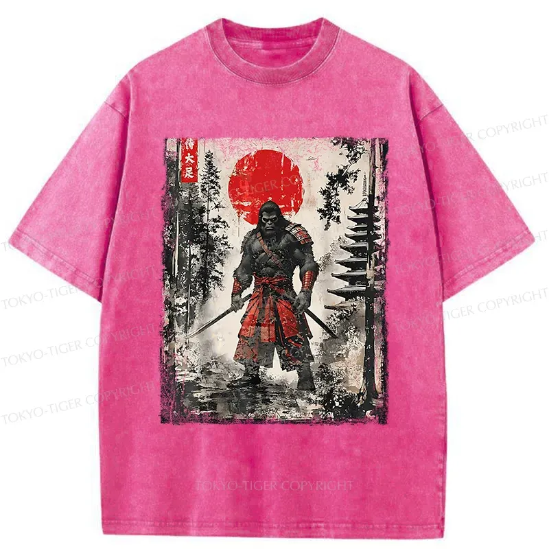 Tokyo-Tiger Bigfoot Japanese Samurai Washed T-Shirt