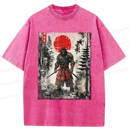 Tokyo-Tiger Bigfoot Japanese Samurai Washed T-Shirt