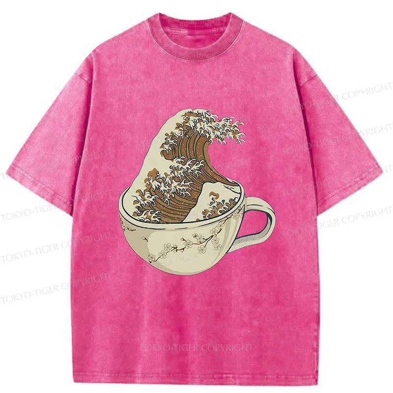 Tokyo-Tiger Waves In The Coffee Cup Washed T-Shirt