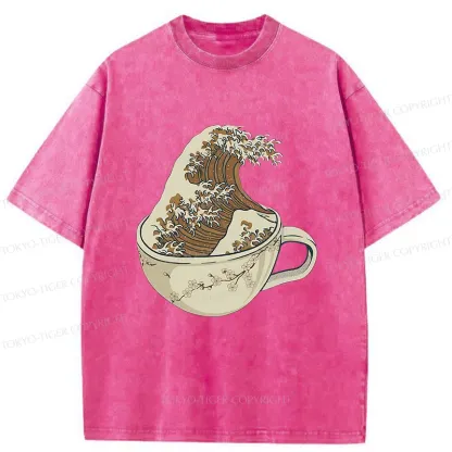 Tokyo-Tiger Waves In The Coffee Cup Washed T-Shirt