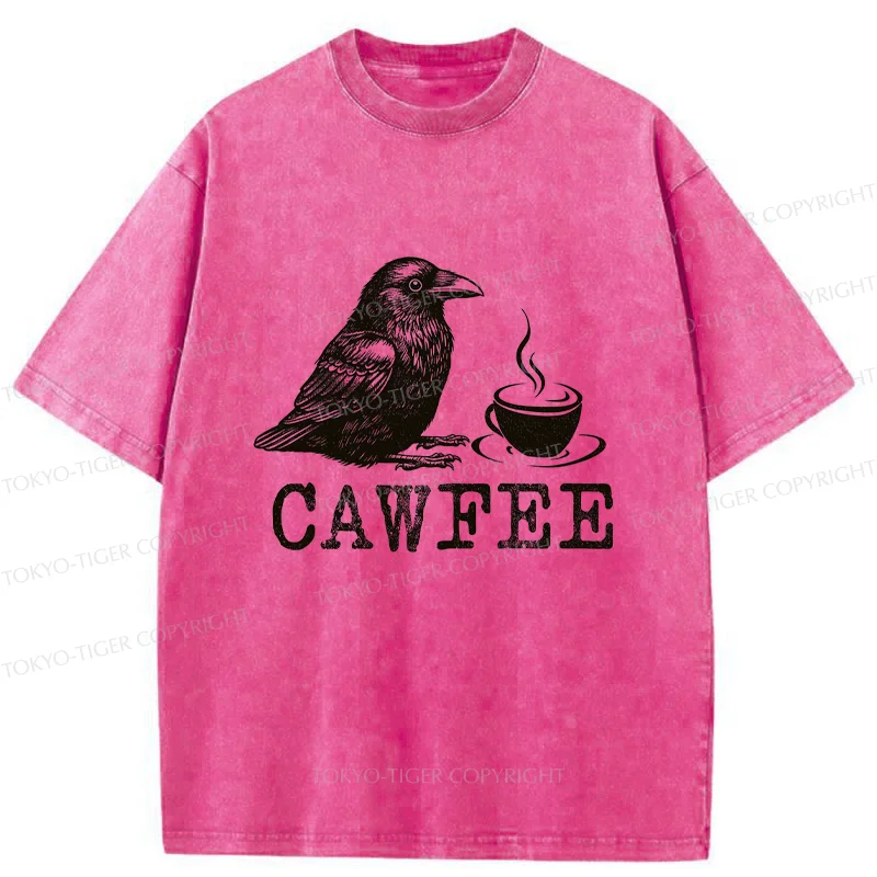 Tokyo-Tiger Cawfee Funny Washed T-Shirt