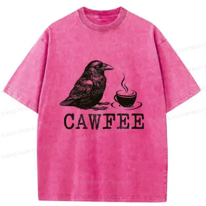 Tokyo-Tiger Cawfee Funny Washed T-Shirt