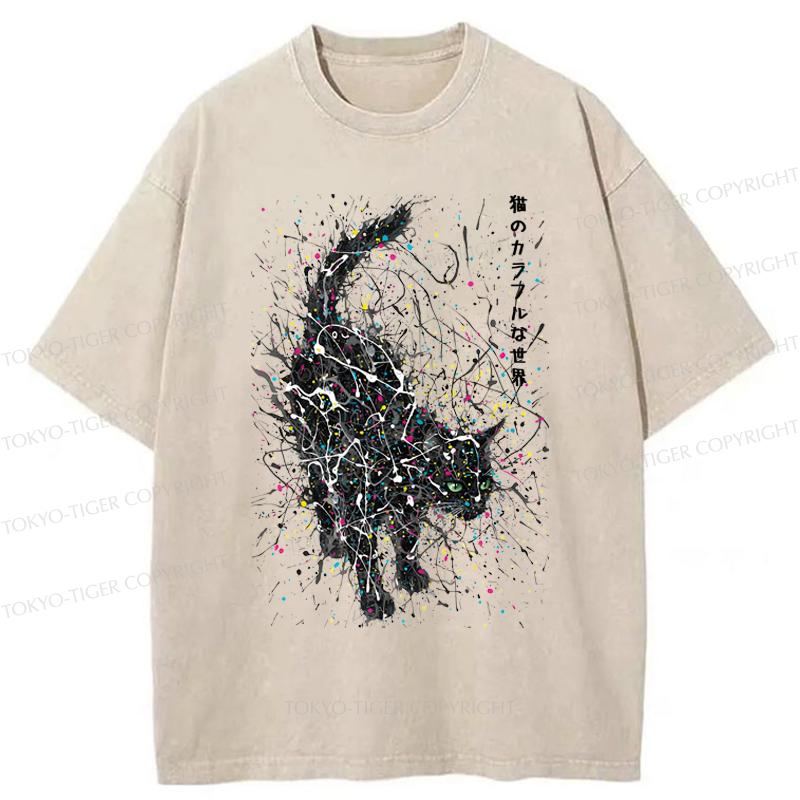 Tokyo-Tiger In the Spectrum of Cats Washed T-Shirt