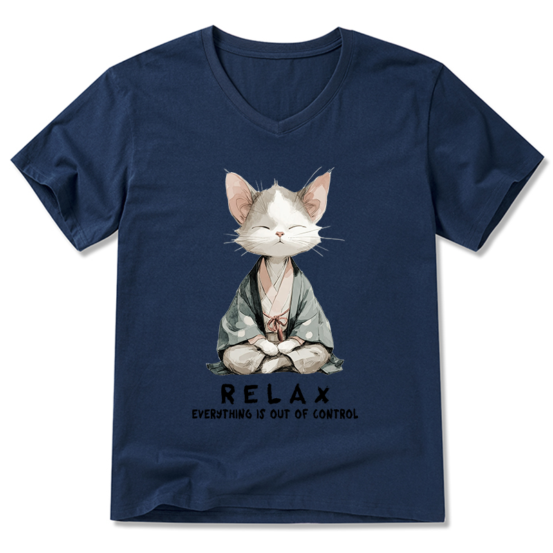 Tokyo-Tiger Zen Cat Relaxation，Everything's Out Of Control V-Neck Classic T-Shirt