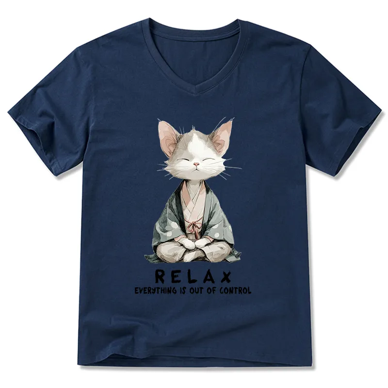 Tokyo-Tiger Zen Cat Relaxation，Everything's Out Of Control V-Neck Classic T-Shirt