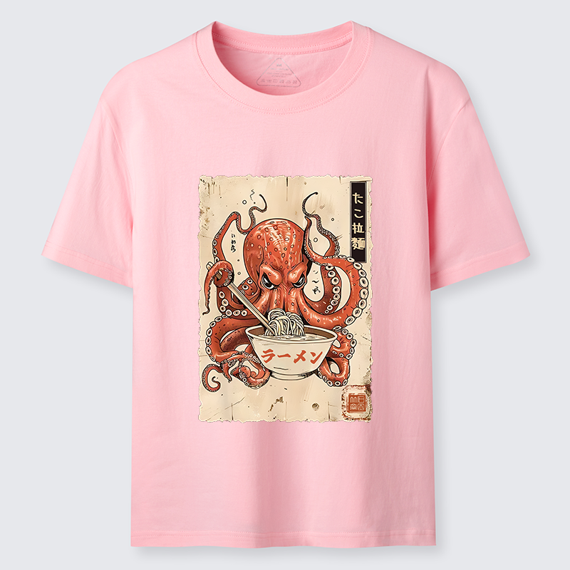 Tokyo-Tiger Retro Octopus Eating Ramen Classic T-Shirt