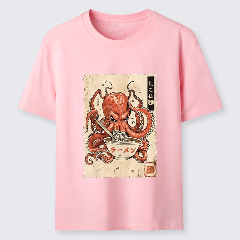 Tokyo-Tiger Retro Octopus Eating Ramen Classic T-Shirt