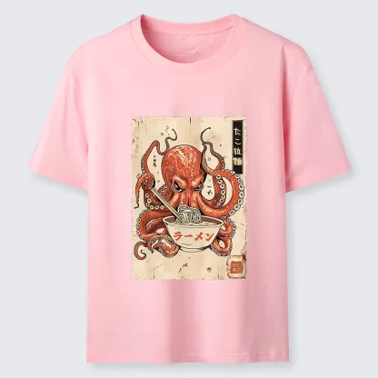 Tokyo-Tiger Retro Octopus Eating Ramen Classic T-Shirt