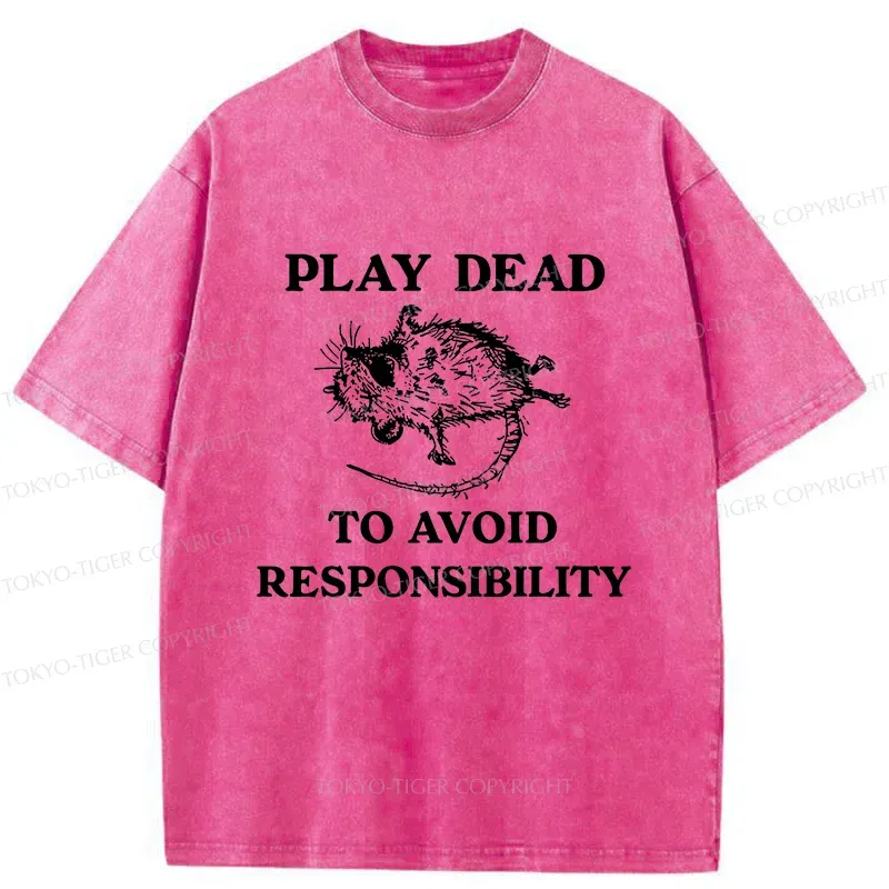 Tokyo-Tiger Possum Playing Dead Meme Washed T-Shirt Sale