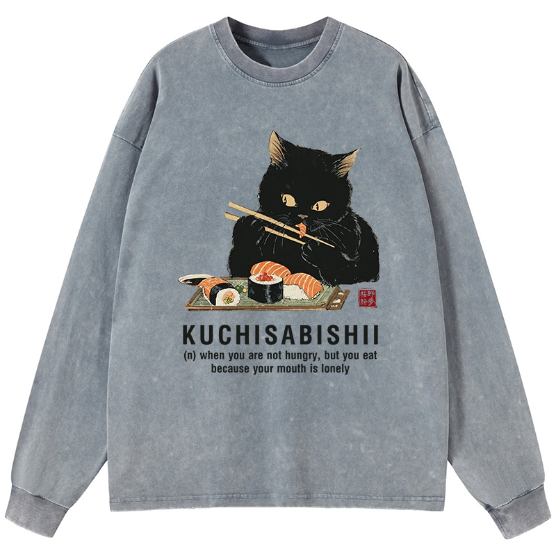 Tokyo-Tiger Cat：Not Hungry, Just Bored Washed Long Sleeve T-Shirt