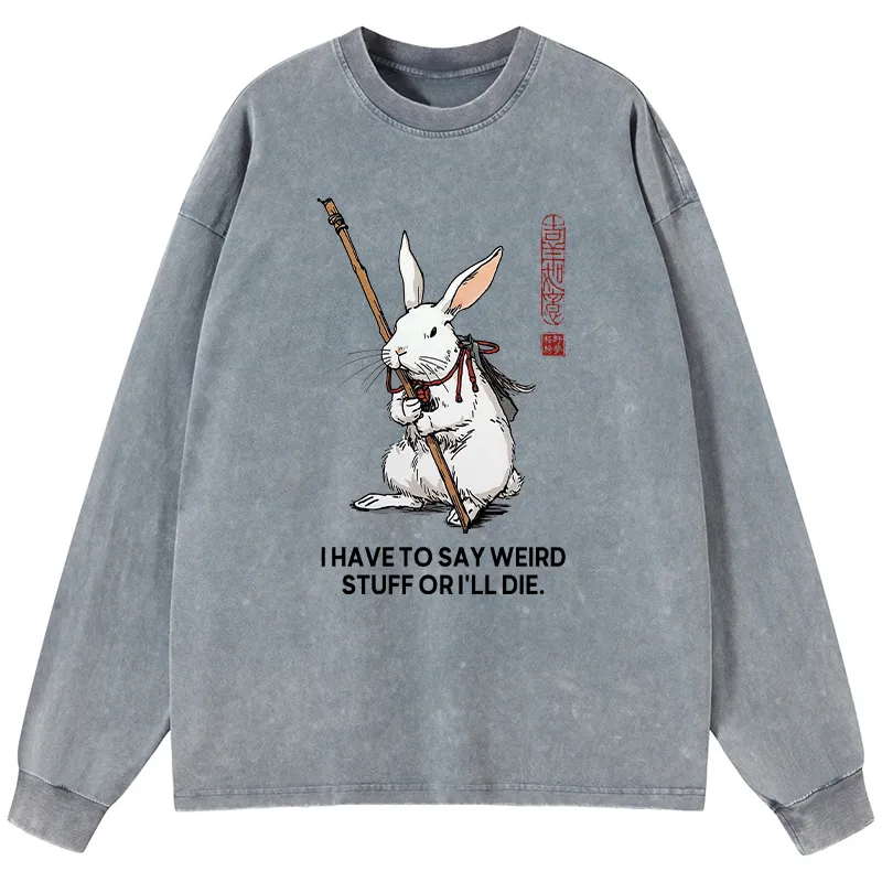 Tokyo-Tiger Rabbit Gotta Say Weird Stuff Or Die Washed Long Sleeve T-Shirt