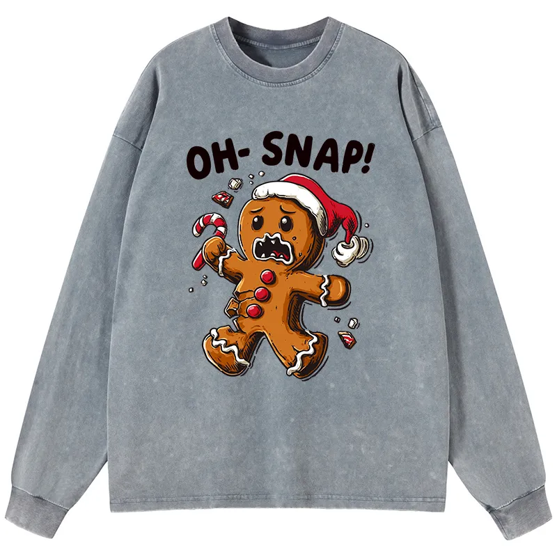 Tokyo-Tiger Oh Snap The Gingerbread Man's Christmas Chaos Washed Long Sleeve T-Shirt