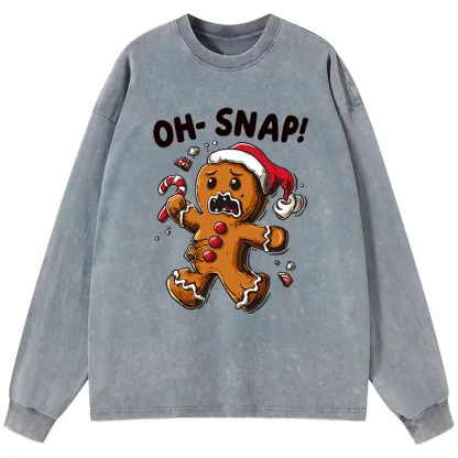 Tokyo-Tiger Oh Snap The Gingerbread Man's Christmas Chaos Washed Long Sleeve T-Shirt