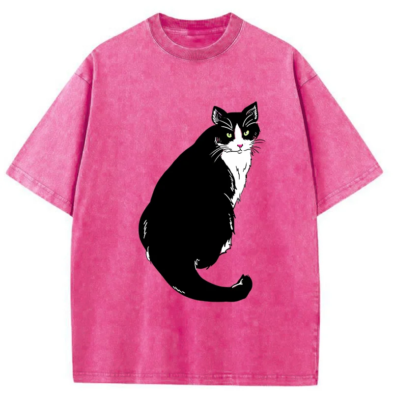 Tokyo-Tiger Elegant Cat Washed T-Shirt