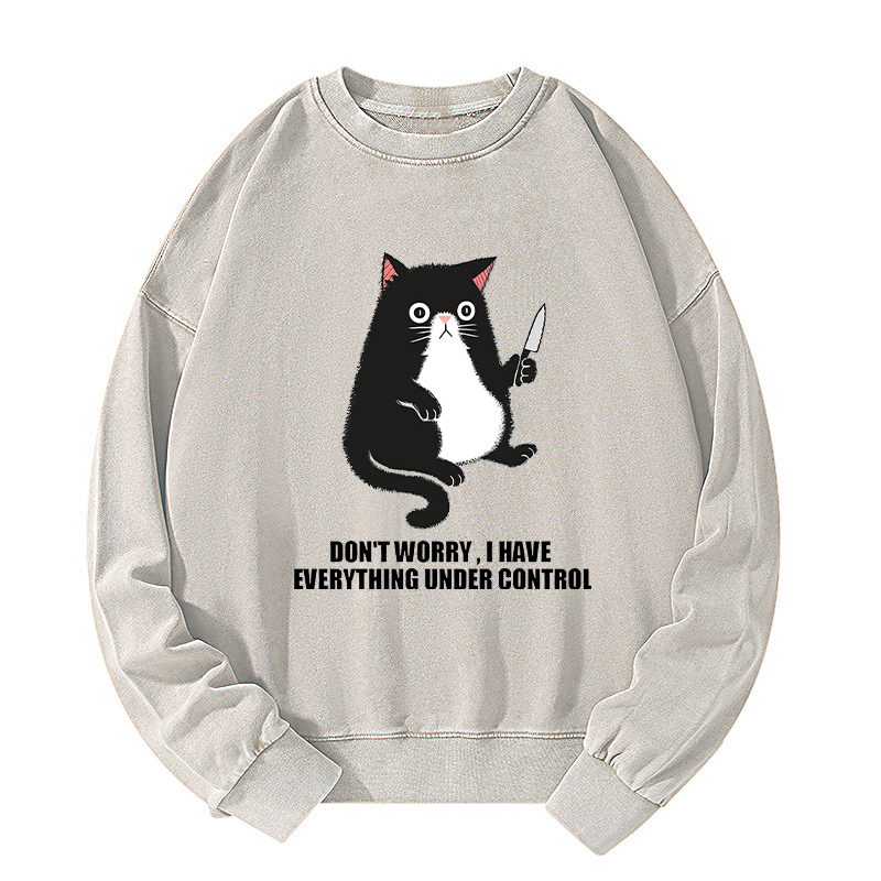 Tokyo-Tiger Cat Said Don't Worry Washed Sweatshirt