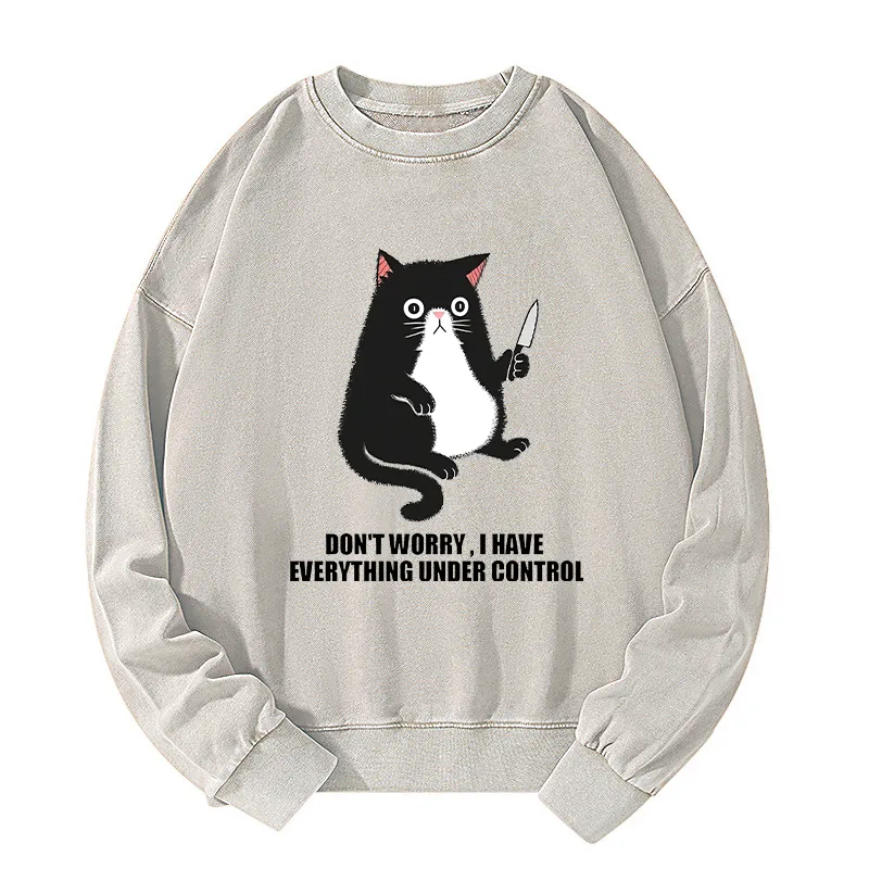 Tokyo-Tiger Cat Said Don't Worry Washed Sweatshirt