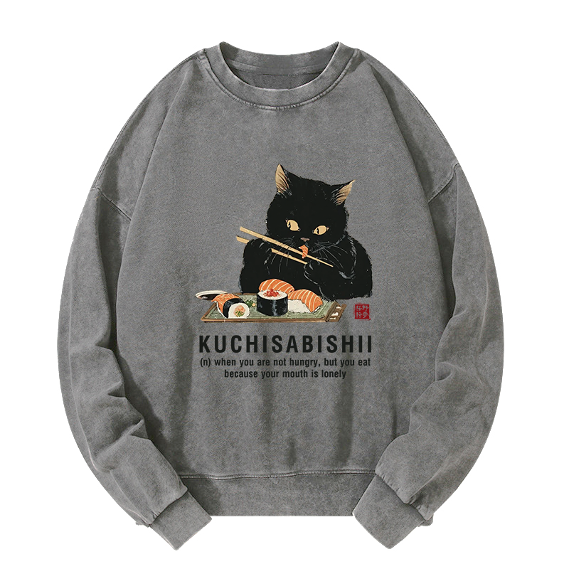 Tokyo-Tiger Cat：Not Hungry, Just Bored Washed Sweatshirt