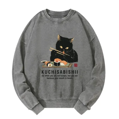 Tokyo-Tiger Cat：Not Hungry, Just Bored Washed Sweatshirt