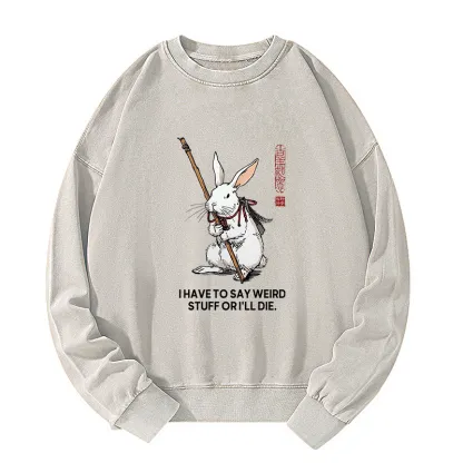 Tokyo-Tiger Rabbit Gotta Say Weird Stuff Or Die Washed Sweatshirt