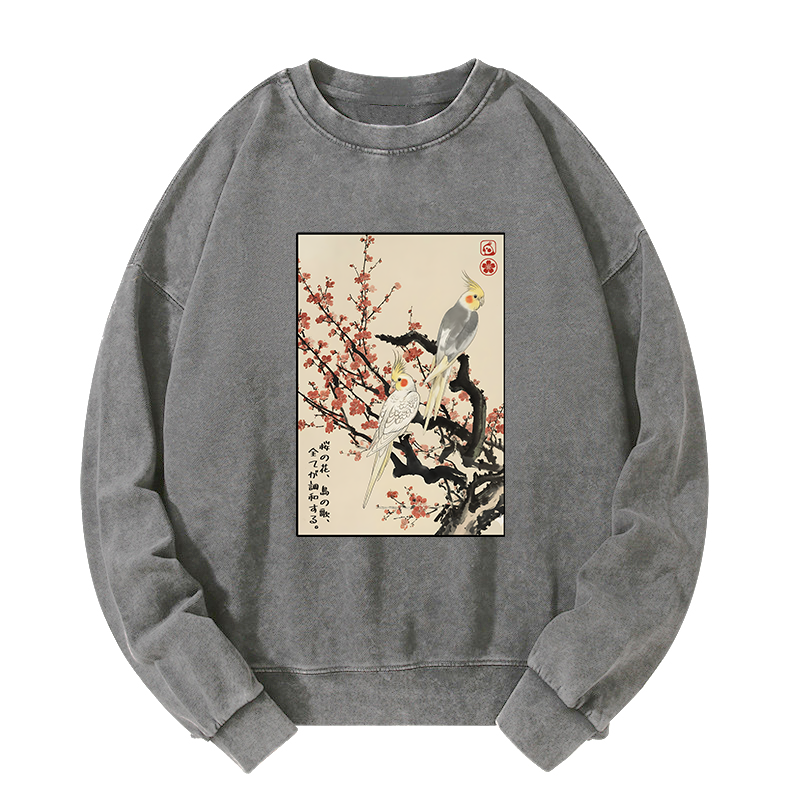 Tokyo-Tiger Whispers of Silent Blossoms Washed Sweatshirt