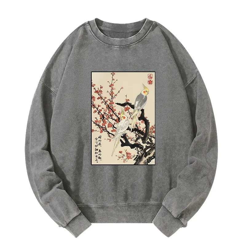 Tokyo-Tiger Whispers of Silent Blossoms Washed Sweatshirt