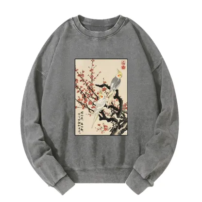 Tokyo-Tiger Whispers of Silent Blossoms Washed Sweatshirt