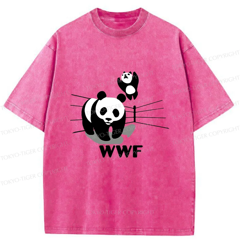 Tokyo-Tiger Wrestling Pandas Meme Washed T-Shirt