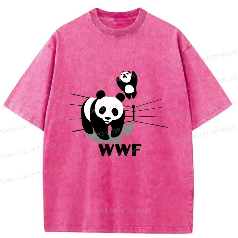Tokyo-Tiger Wrestling Pandas Meme Washed T-Shirt Sale