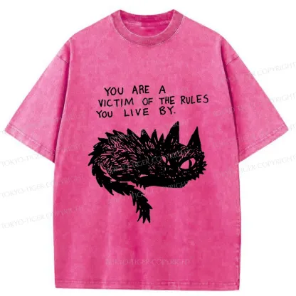 Tokyo-Tiger Funny Black Cat Meme Washed T-Shirt