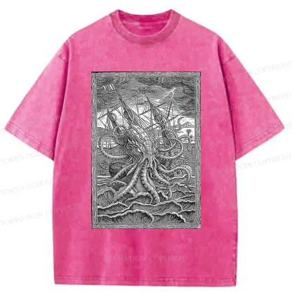 Tokyo-Tiger Octopus Attack Washed T-Shirt