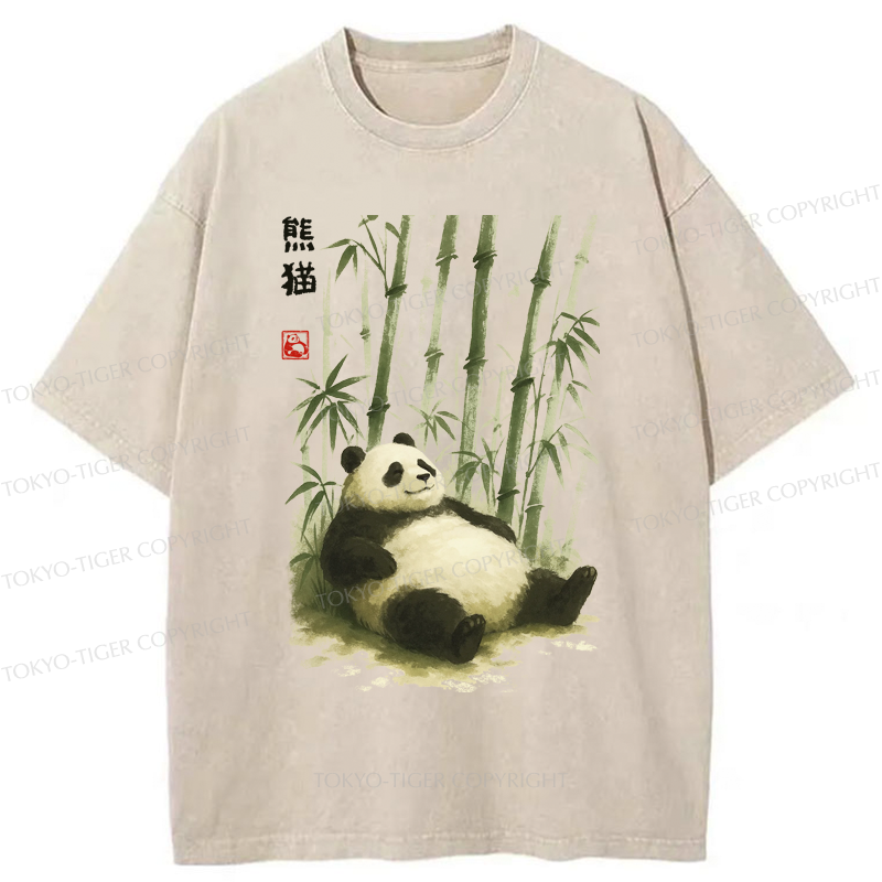 Tokyo-Tiger The Adorably Clumsy Panda Washed T-Shirt