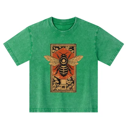 Tokyo-Tiger Japanese Bee Art Kids Washed T-Shirt