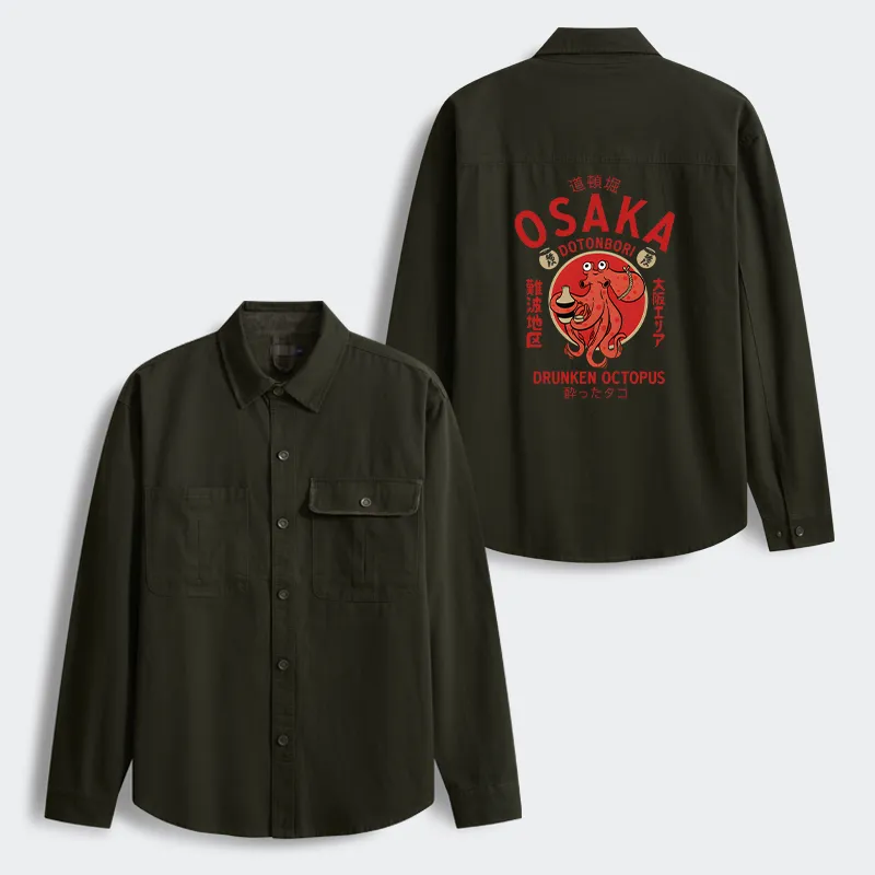 Tokyo-Tiger Drunken Octopus Japan Men's Corduroy Work Jacket
