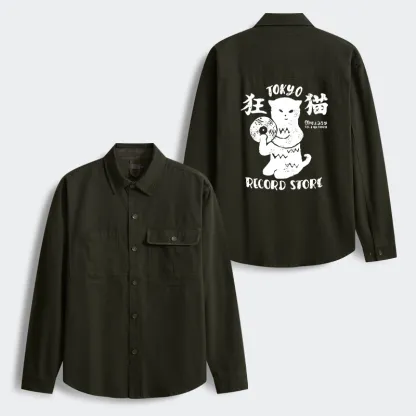 Tokyo-Tiger Tokyo Record Store Cat CD Men's Corduroy Work Jacket
