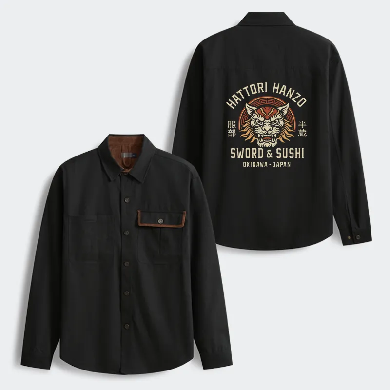 Tokyo-Tiger Hattori Lion Japanese Samurai Men's Corduroy Work Jacket