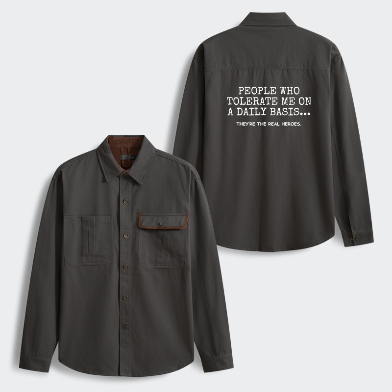 Tokyo-Tiger Anyone Who Puts Up With Me Is A Hero Men's Corduroy Work Jacket