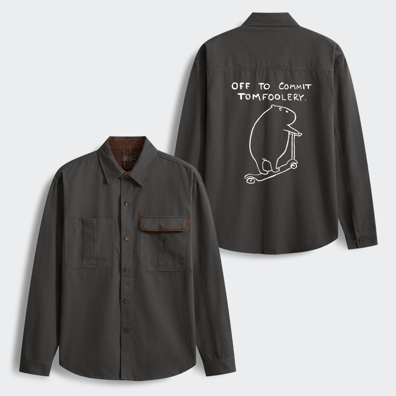 Tokyo-Tiger Capybara Is Ready To Do Something Bad Men's Corduroy Work Jacket